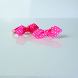 Elastique pour cheveux en tissus rose pois fluo