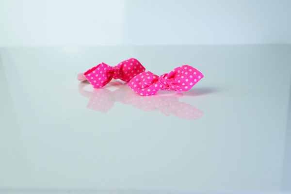 Elastique pour cheveux en tissus rose pois fluo